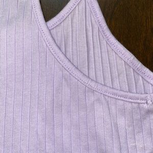 Lavender Halter Top Cropped Tank Top Rib Material